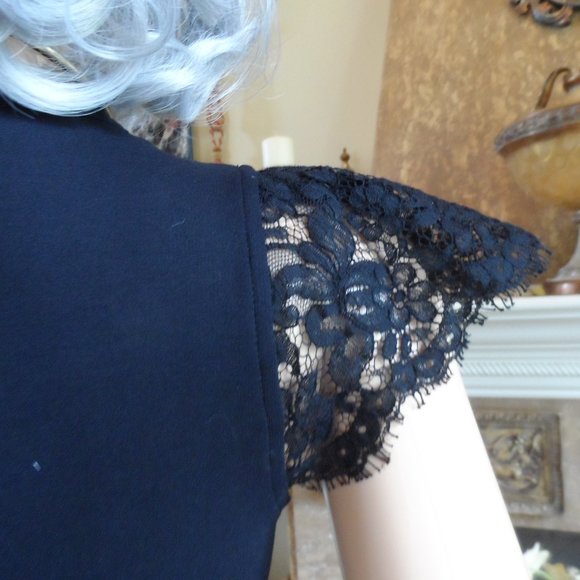 Red Valentino Black Front Ruffle A-Line Dress w/Lace Detail Size 2 - Picture 10 of 14